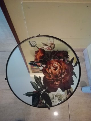Conjunto mesita y 2 espejos florales