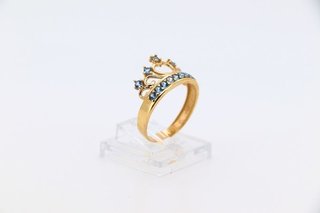 ANILLO GRANDE CORONA CIRCONITAS AZULES.