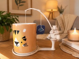 Taza con capibara y posavasos para té