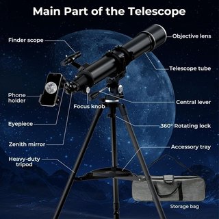 Telescopio refractor 90/900 mm con trípode NUEVO