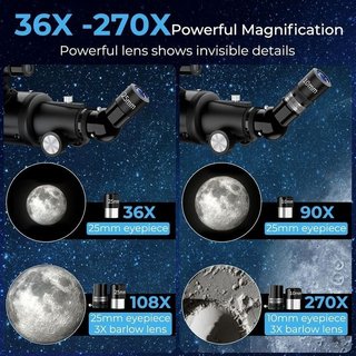 Telescopio refractor 90/900 mm con trípode NUEVO