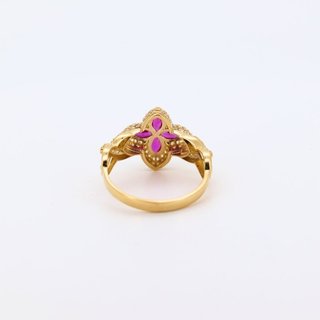 ANILLO FLOR CON INFINITO Y CIRCONITAS FUCSIAS.