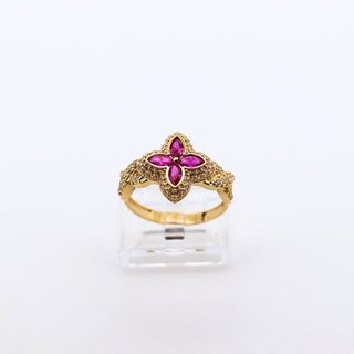 ANILLO FLOR CON INFINITO Y CIRCONITAS FUCSIAS.