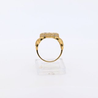 ANILLO FLOR CON INFINITO Y CIRCONITAS AZULES.
