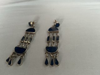 Pendientes Plata Ley y Lapislázuli Largos