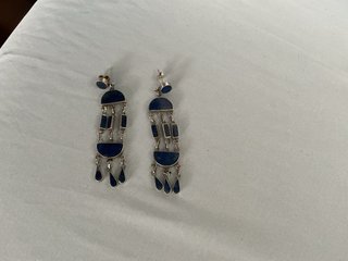 Pendientes Plata Ley y Lapislázuli Largos