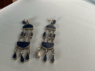 Pendientes Plata Ley y Lapislázuli Largos
