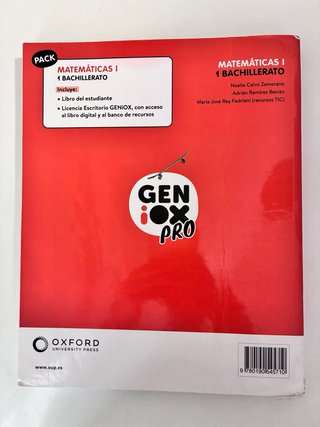 Libro Matemáticas I Geniox oxford ,1 Bachillerato