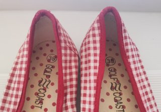 Vendo manoletinas bailarinas cuadro rojos lazo T39