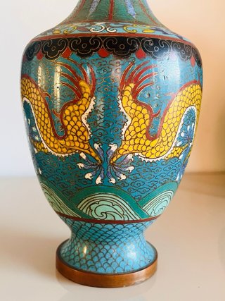 Pareja Jarrones Cloisonné Dragones