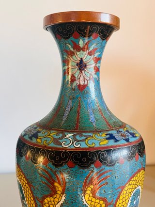 Pareja Jarrones Cloisonné Dragones