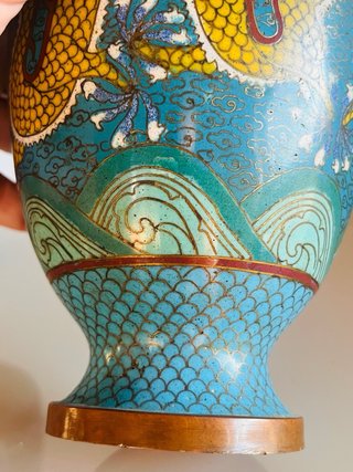 Pareja Jarrones Cloisonné Dragones