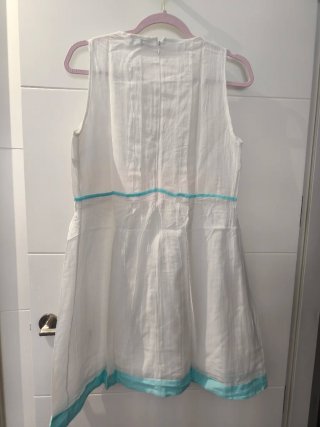 Vestido Tintoretto Talla 42 Blanco y Turquesa
