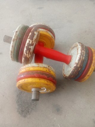 Mancuernas ajustables con discos de colores