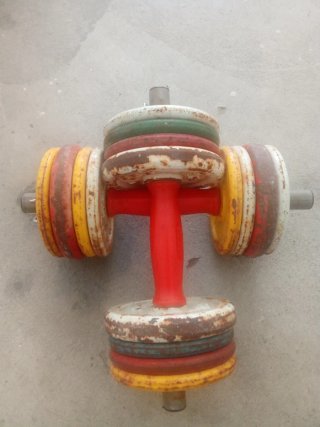 Mancuernas ajustables con discos de colores