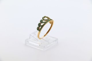 ANILLO PEQUEÑO CORONA CIRCONITAS VERDES.