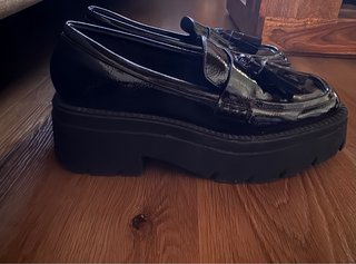 Mocasines Zara Mujer Talla 39 Charol Negro