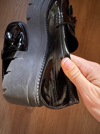 Mocasines Zara Mujer Talla 39 Charol Negro
