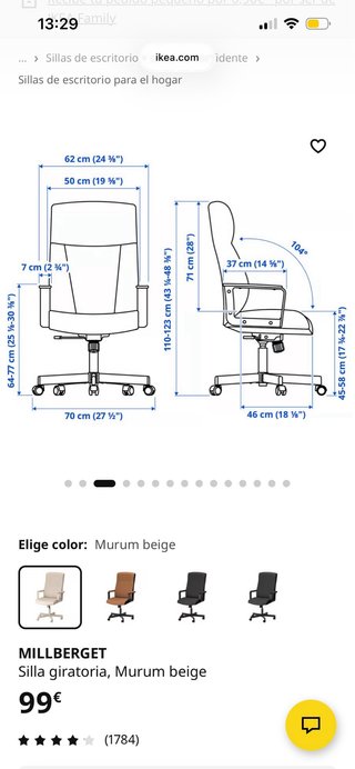 Silla de oficina beige