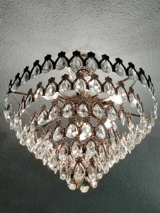 Lámpara de techo cristal de roca dorada