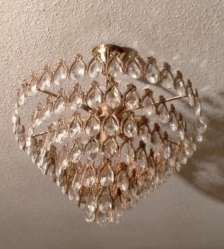 Lámpara de techo cristal de roca dorada