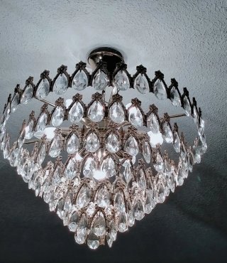 Lámpara de techo cristal de roca dorada