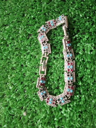 Pulseras mujer plata piedras multicolor