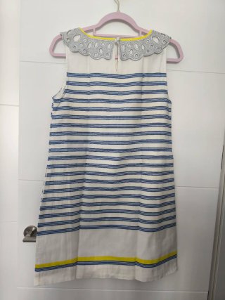 Vestido Tintoretto Talla 42 Rayas Azul Blanco