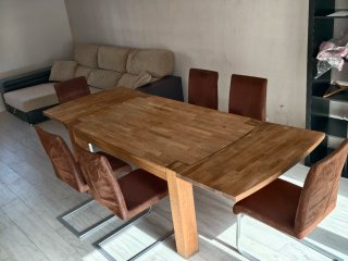 Mesa comedor roble y 6 sillas