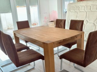 Mesa comedor roble y 6 sillas