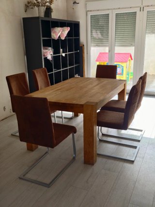 Mesa comedor roble y 6 sillas
