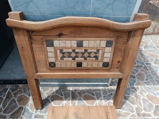 Cabezal cama de 90 estilo mexicano madera y piedra