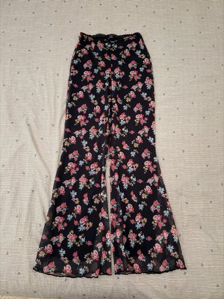 Pantalones palazzo florales negros