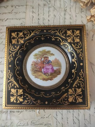 Cuadro/Placa de Porcelana Vintage Estilo Fragonard