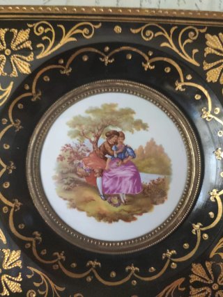 Cuadro/Placa de Porcelana Vintage Estilo Fragonard