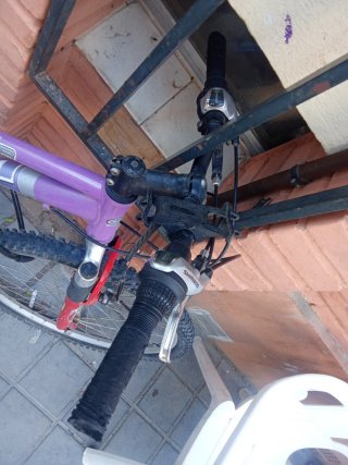 Bicicleta Montaña Morada y Blanca
