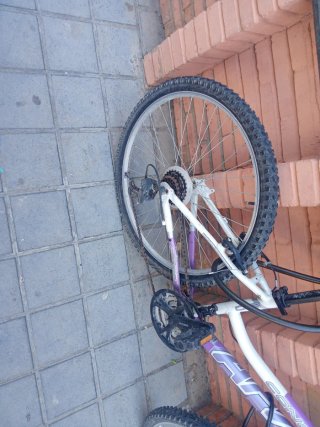 Bicicleta Montaña Morada y Blanca
