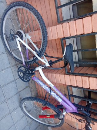 Bicicleta Montaña Morada y Blanca