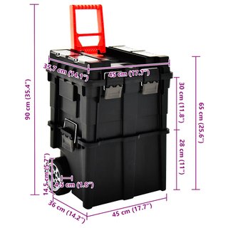 Carro Caja de herramientas portátil 45x36x90 cm
