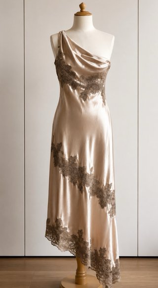 Vestido de satén con encaje