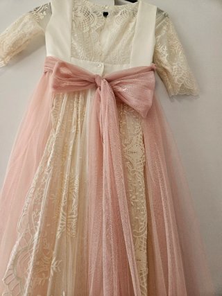 Traje Comunión Niña Talla 11 Encaje Rosa