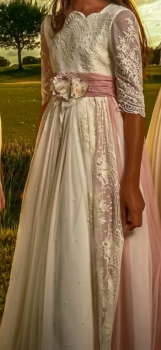 Traje Comunión Niña Talla 11 Encaje Rosa