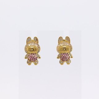 PENDIENTES MUÑECO LABUBU CON CIRCONITAS AZUL.