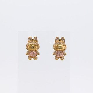 PENDIENTES MUÑECO LABUBU CON CIRCONITAS AZUL.