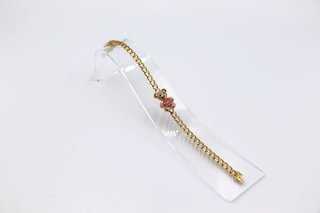 PULSERA BARBADA OSO CON CIRCONITAS ROSA.