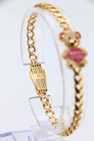 PULSERA BARBADA OSO CON CIRCONITAS ROSA.