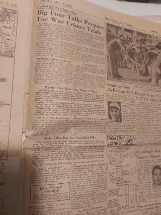 Periódico The Stars and Stripes Mayo 1945