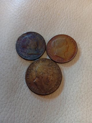 3 Monedas Españolas Antiguas 18xx