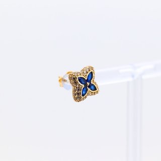PENDIENTES FLOR CON  CIRCONITAS AZULES.