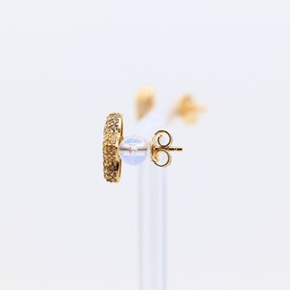 PENDIENTES FLOR CON  CIRCONITAS AZULES.